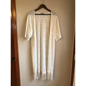 Knee Length Lace Cardigan/ Cover Up